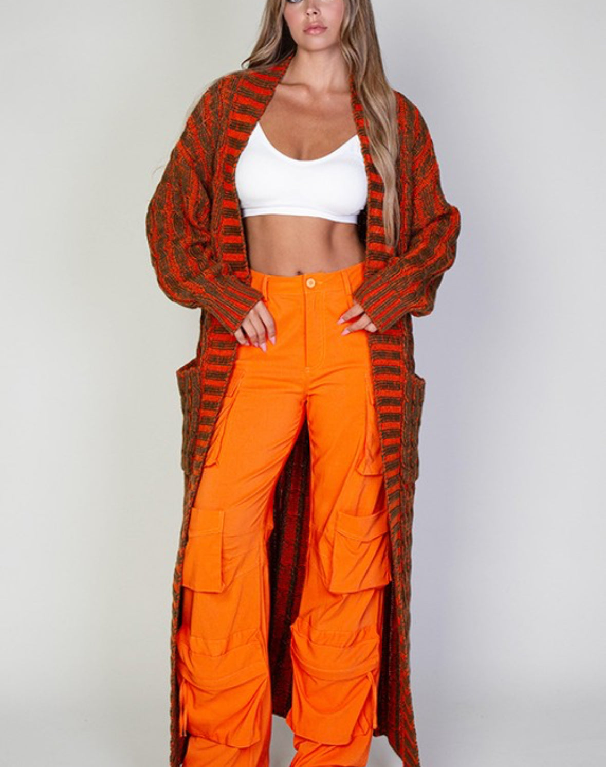 Orange cardigan sweater