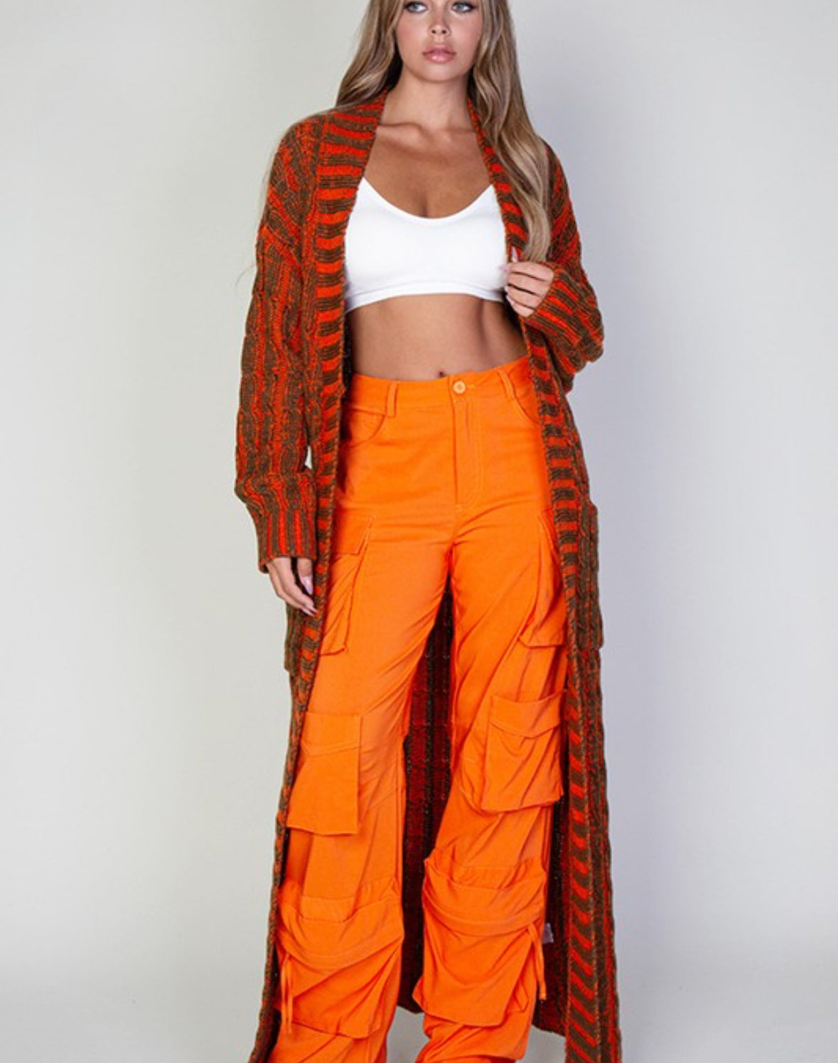 Orange cardigan sweater