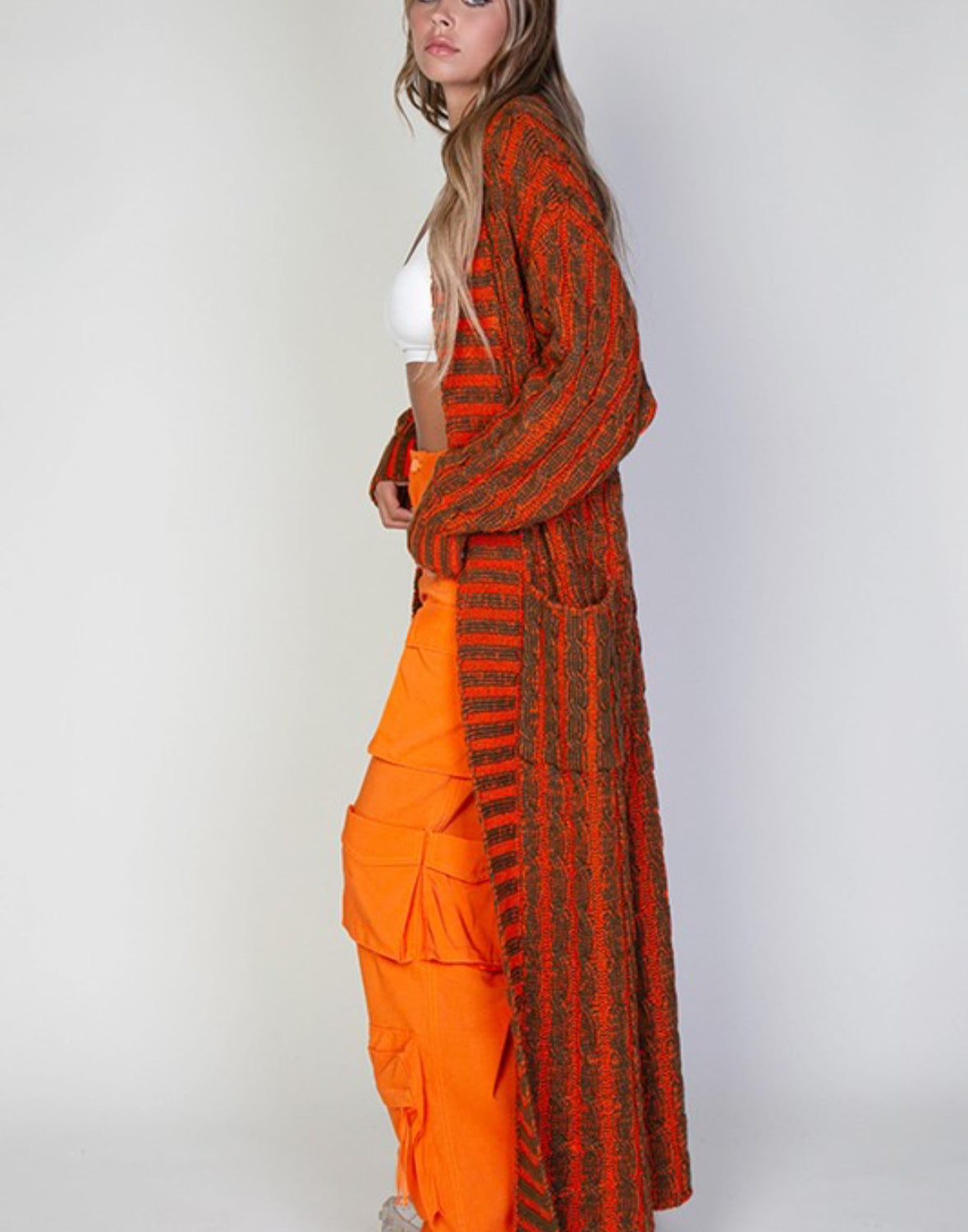 Orange cardigan sweater