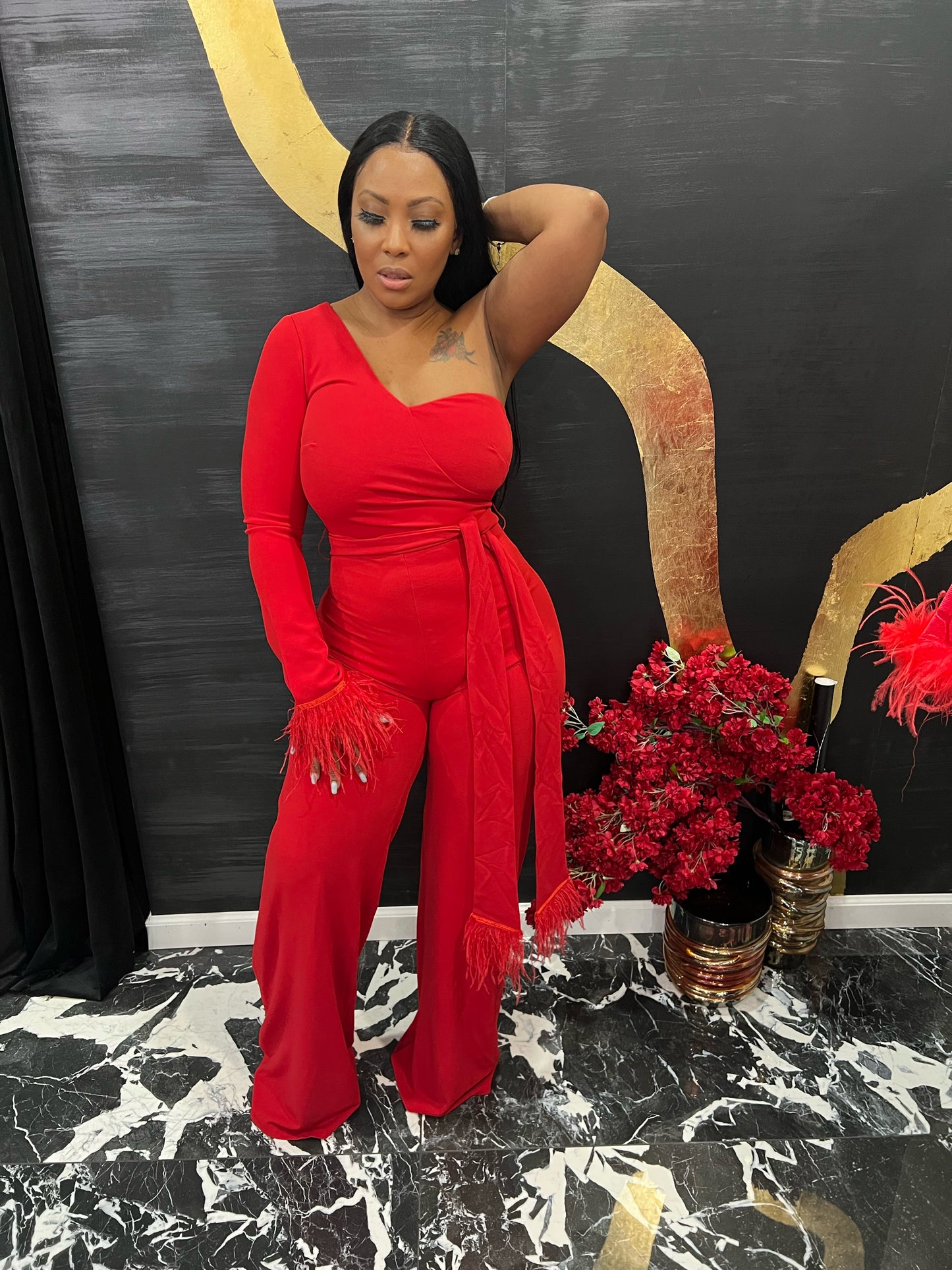 SAUCY RED JUMPSUIT