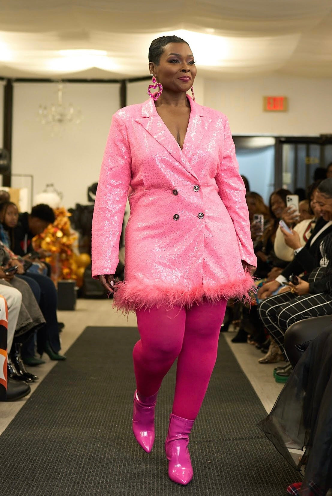 PINK SPARKLY SEQUIN BLAZER/DRESS EMBELLISHED WITH FAUX