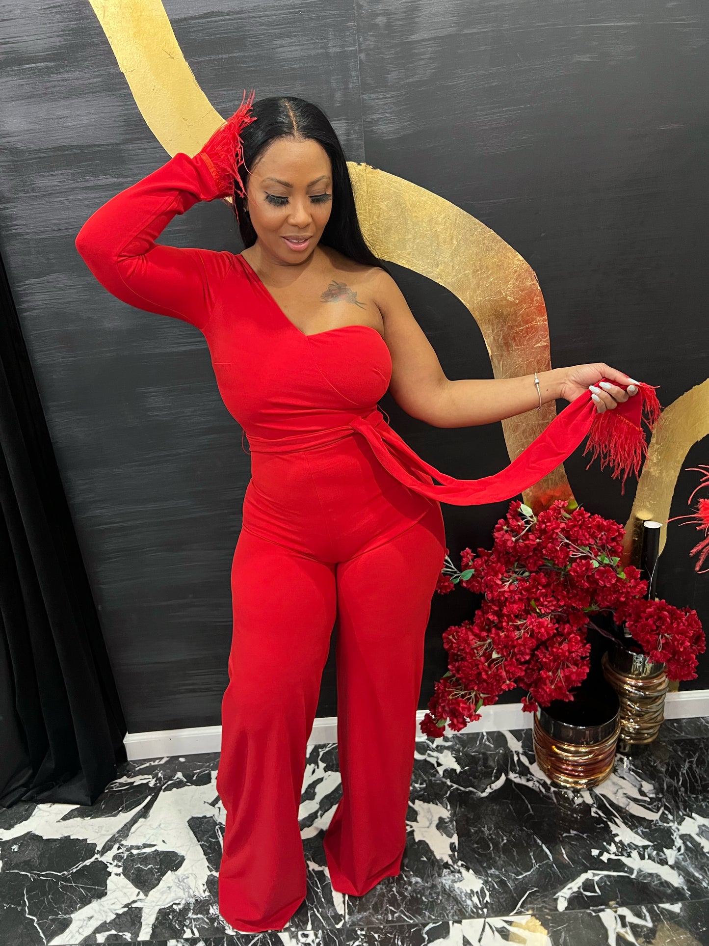 SAUCY RED JUMPSUIT