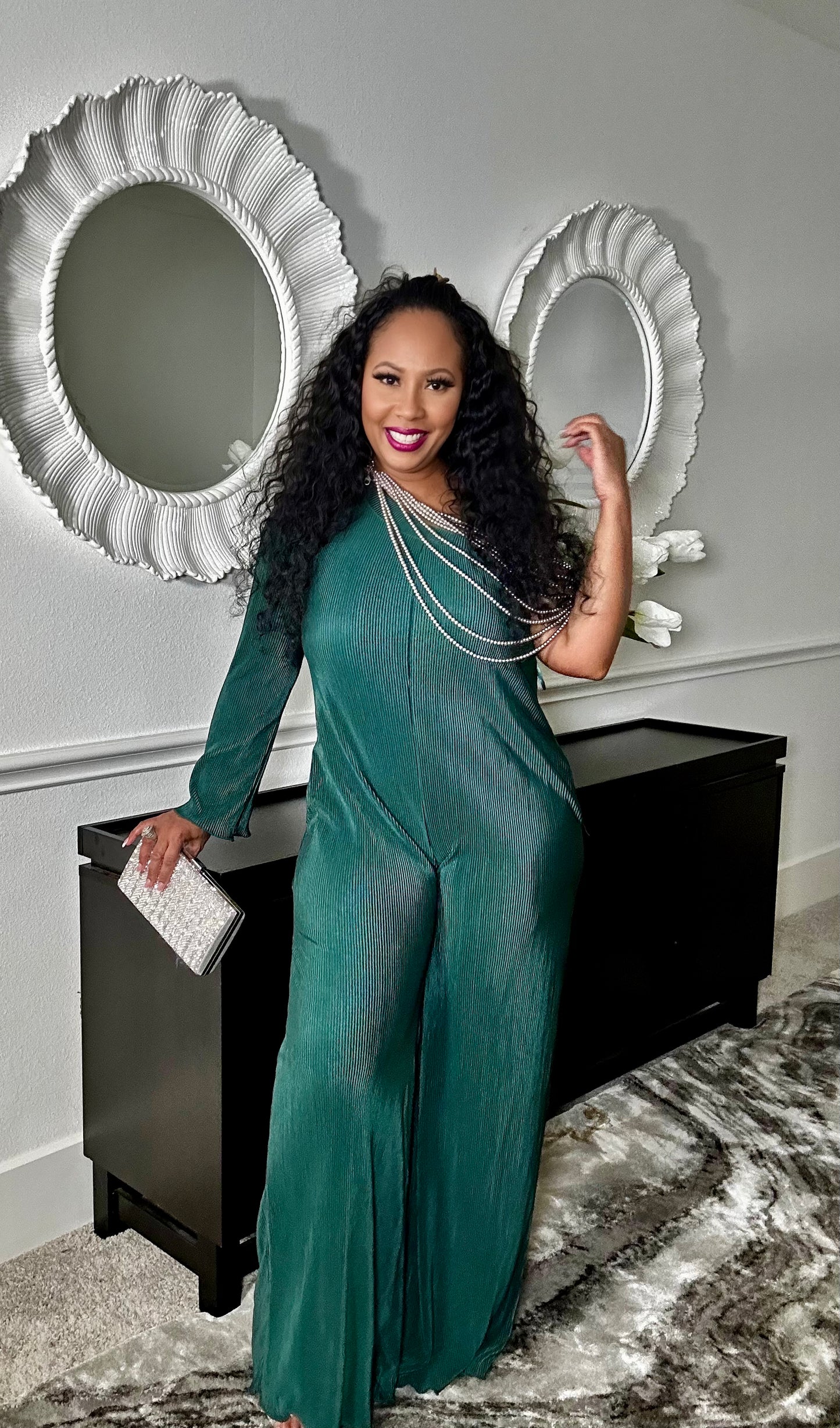 Hunter Green Holiday Jumpsuit