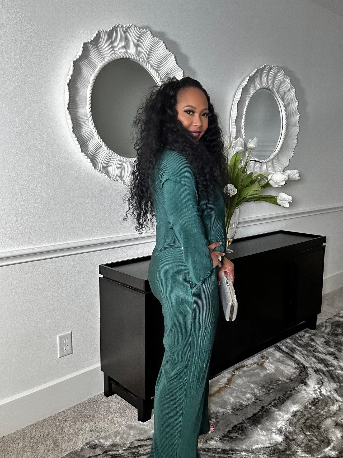 Hunter Green Holiday Jumpsuit