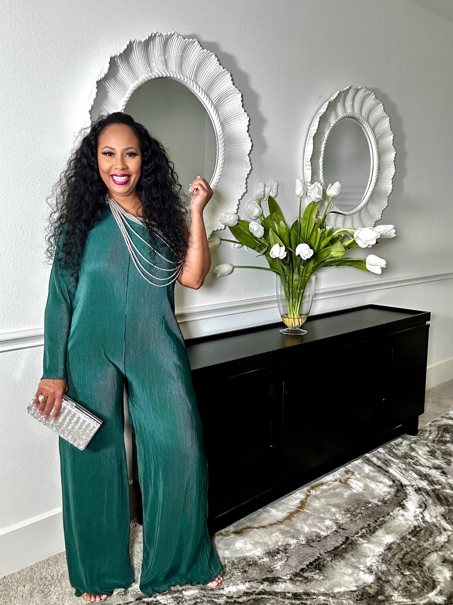 Hunter Green Holiday Jumpsuit