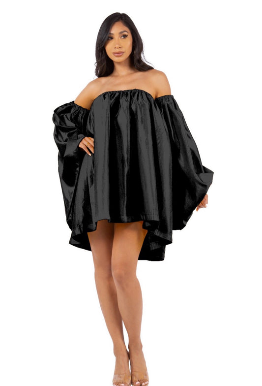 Puff Sleeve Black Dress