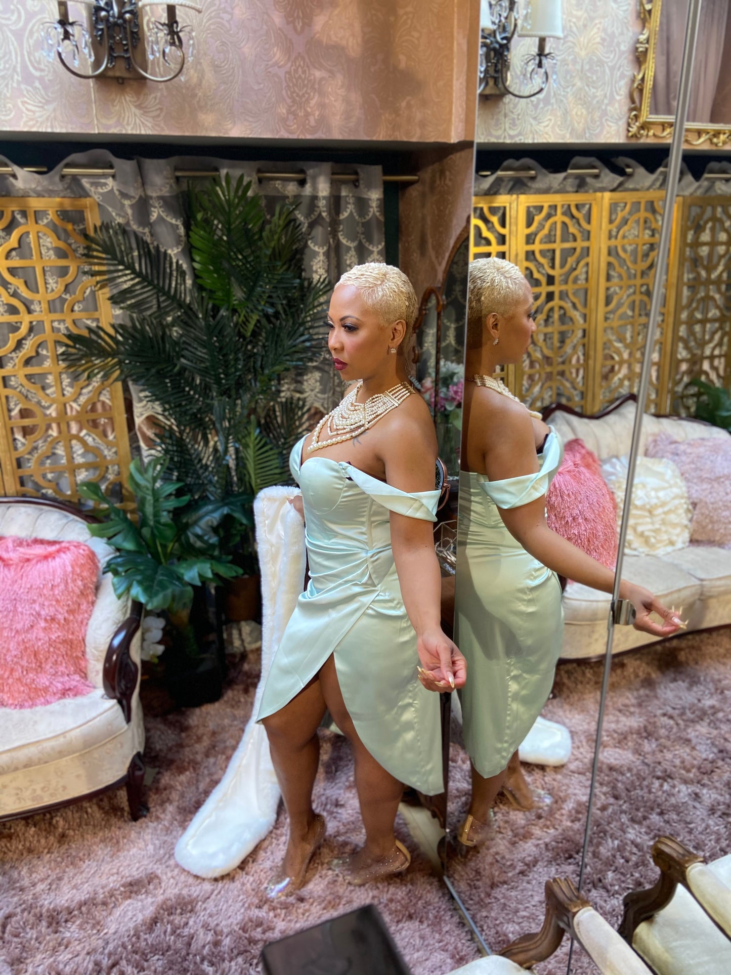 Minty Satin dress
